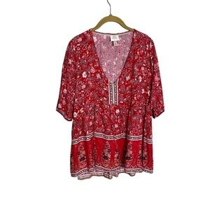 Knox Rose Red Boho Swing Top Medium